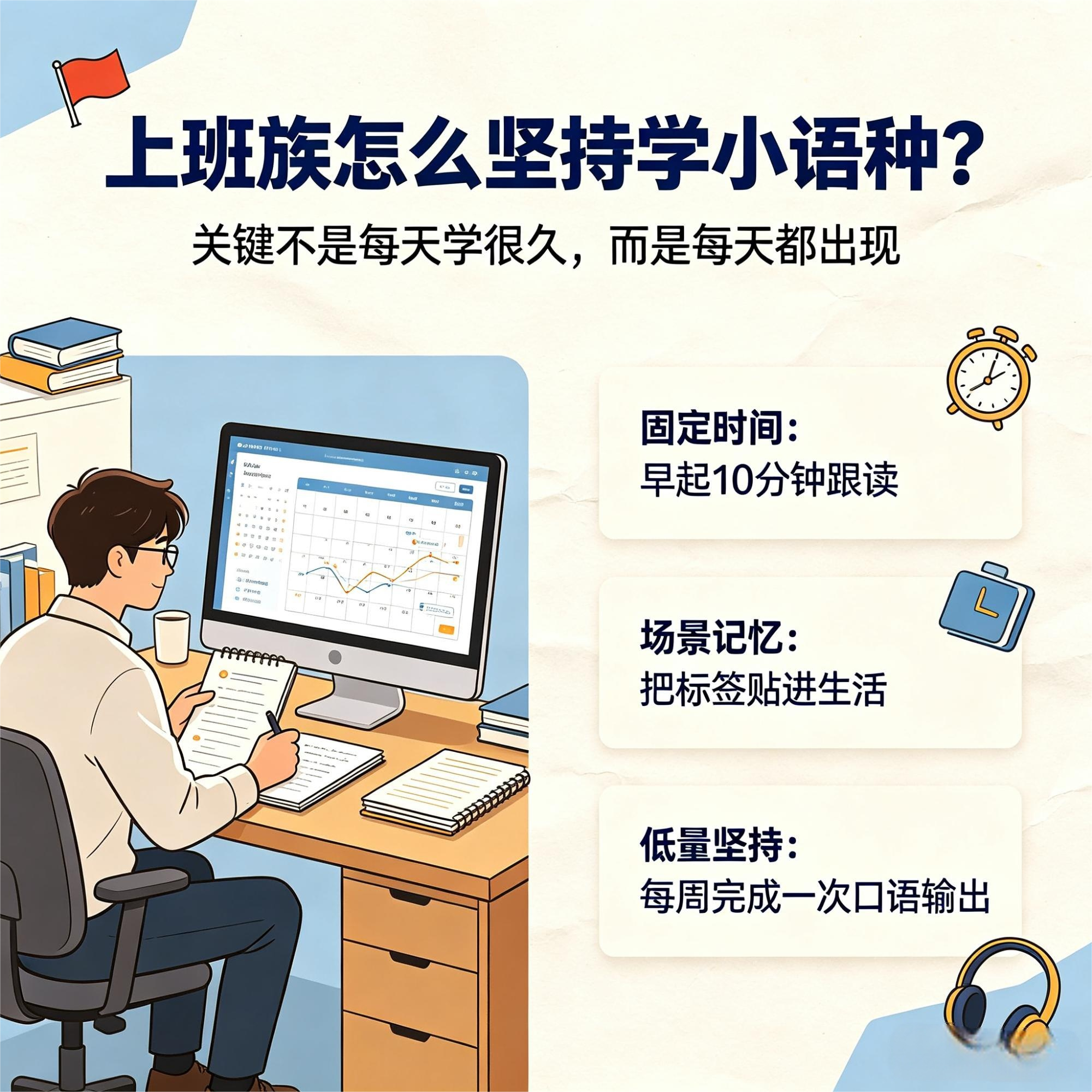 上班族怎么坚持学小语种?周末班 + 线上 + APP 的三场景学习路径 上班族怎么坚持学小语种?周末班 + 线上 + APP 的三场景学习路径
