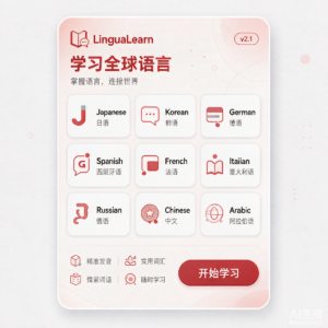 小语种课后学习平台升到 v2.1 了，在红旗街学语言...